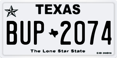 TX license plate BUP2074