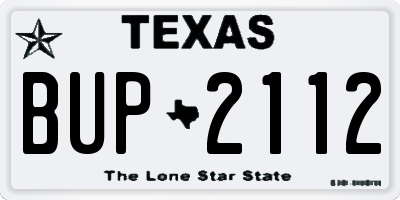 TX license plate BUP2112