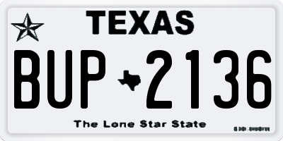 TX license plate BUP2136