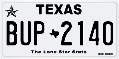 TX license plate BUP2140
