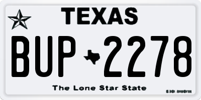 TX license plate BUP2278