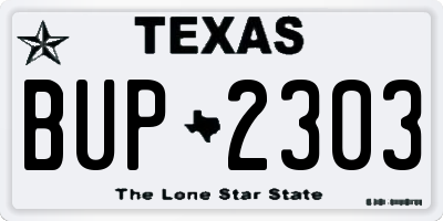 TX license plate BUP2303