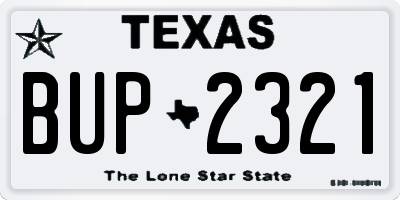 TX license plate BUP2321