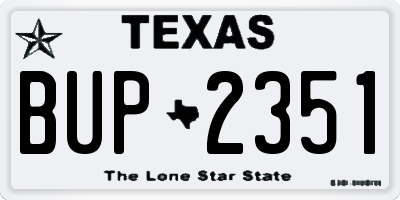 TX license plate BUP2351