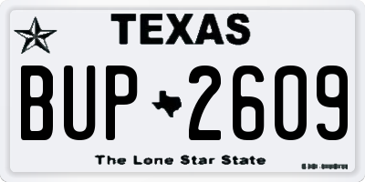 TX license plate BUP2609