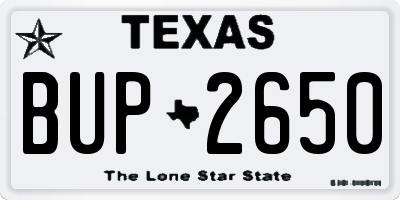 TX license plate BUP2650