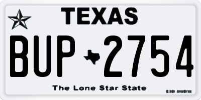 TX license plate BUP2754