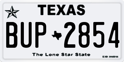 TX license plate BUP2854