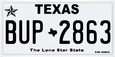 TX license plate BUP2863