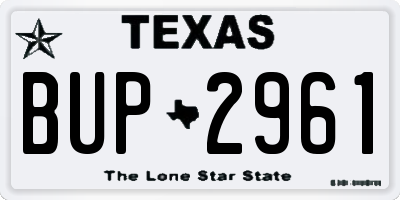 TX license plate BUP2961