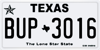 TX license plate BUP3016
