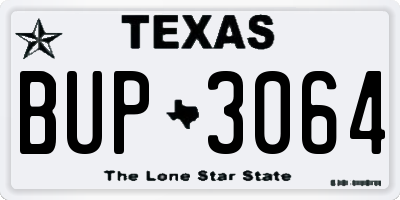 TX license plate BUP3064