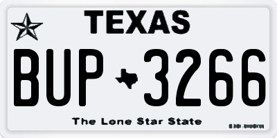TX license plate BUP3266