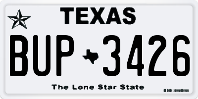 TX license plate BUP3426