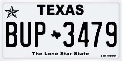 TX license plate BUP3479