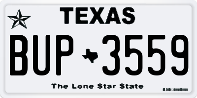 TX license plate BUP3559