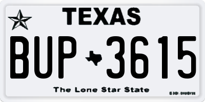 TX license plate BUP3615
