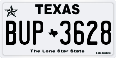 TX license plate BUP3628
