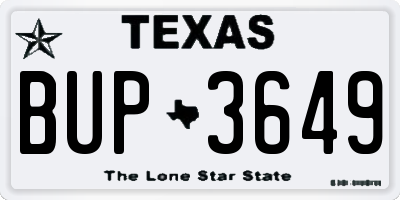 TX license plate BUP3649