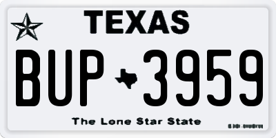 TX license plate BUP3959