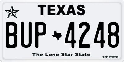 TX license plate BUP4248