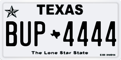 TX license plate BUP4444