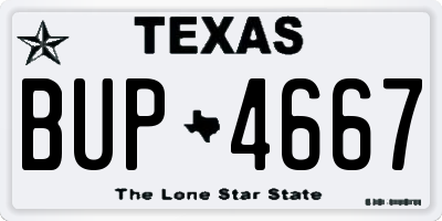 TX license plate BUP4667