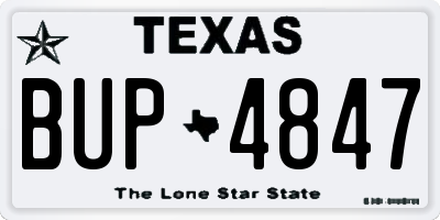 TX license plate BUP4847
