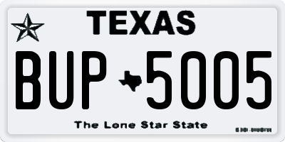 TX license plate BUP5005