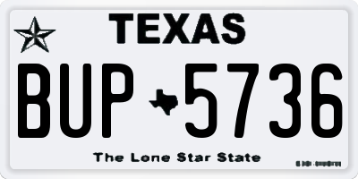 TX license plate BUP5736