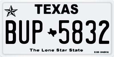 TX license plate BUP5832