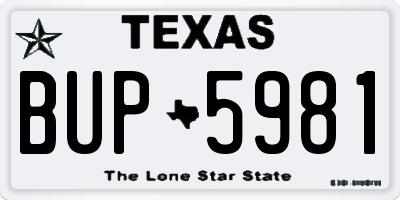 TX license plate BUP5981