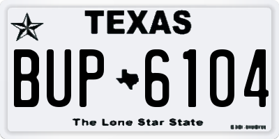 TX license plate BUP6104