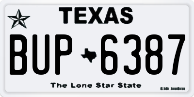 TX license plate BUP6387