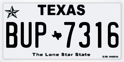 TX license plate BUP7316