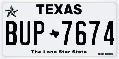 TX license plate BUP7674