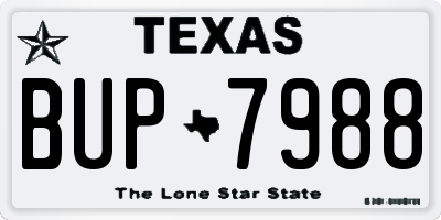 TX license plate BUP7988