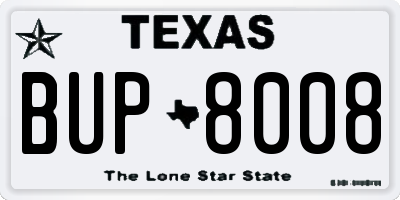TX license plate BUP8008
