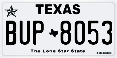 TX license plate BUP8053