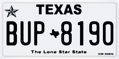 TX license plate BUP8190