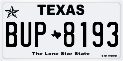 TX license plate BUP8193