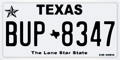 TX license plate BUP8347