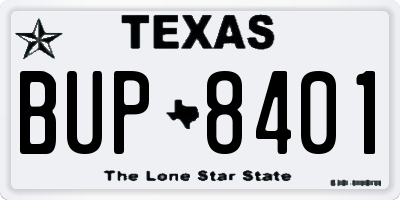 TX license plate BUP8401