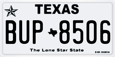 TX license plate BUP8506