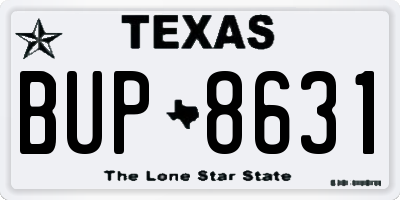 TX license plate BUP8631