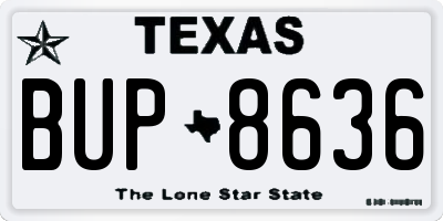 TX license plate BUP8636
