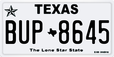 TX license plate BUP8645