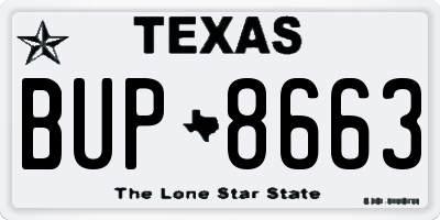 TX license plate BUP8663