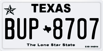 TX license plate BUP8707