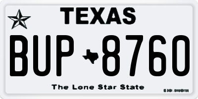 TX license plate BUP8760